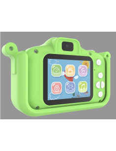 ASAKY KIDS PHOTO CAMERA DIGITAL BUBBLE MICRO SD 2"IPS HD SCREEN GREEN + COVER RANA 2
